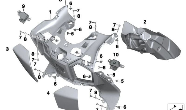 Moldura compartimento portaobjetos derecho OEM 46638536034 para moto BMW C evolution (K17). Original BMW Motorrad.