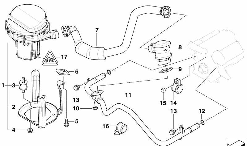 Tubería de presión (Druckleitung) OEM 11721407017 para BMW E39. Original BMW.