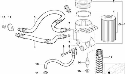 Tubería de retorno de aceite OEM 11421731012 para BMW E32, E31. Original BMW.