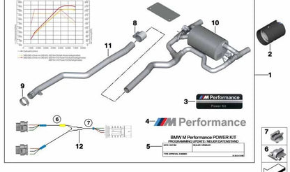 Tubo intermedio con válvula de escape OEM 18302407187 para BMW F30, F31, F32, F33, F36. Original BMW.