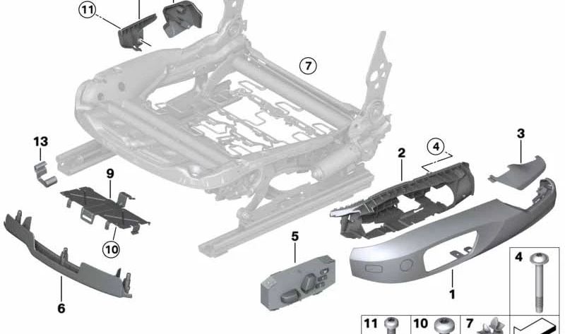 Impostazione del sedile anteriore sinistro per BMW E81, E82, E88, E92, E92N, E89 (OEM 61319275071). BMW originale