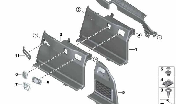Palanca de desbloqueo OEM 51477328167 para BMW F11. Original BMW.