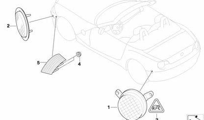 Reflector lateral derecho OEM 63147046046 para BMW Z4 E85, E86. Original BMW.