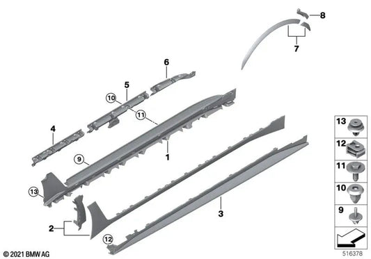 Il rivestimento laterale del basso a destra per BMW E46, F30, F80 (OEM 51775A36104). BMW originale