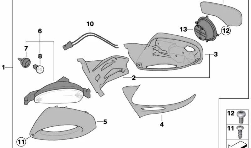 Retrovisor derecho OEM 51167672036 para BMW R1200 CL (K30) 2001-2004. Original BMW Motorrad.