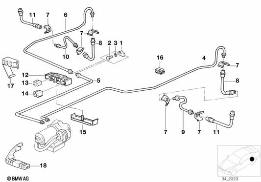 Tubería de freno OEM 34306755791 para BMW Serie 3 E36, 316i, 318is. Original BMW.