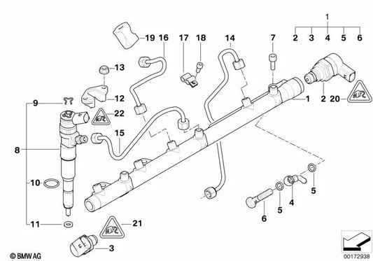 Ringanschluss für BMW E46, E90, E91, E92, E93, E60, E61, E63, E64, E65, E66, E83, X5, X6 (OEM 13537805736). Original BMW
