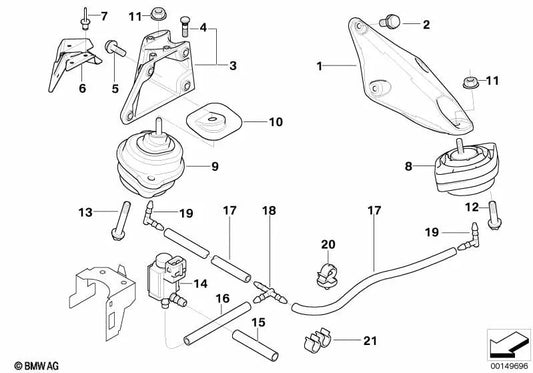 Rechtsmotorunterstützung für BMW 3 E46, X3 E83 (OEM 22116765193). Original BMW