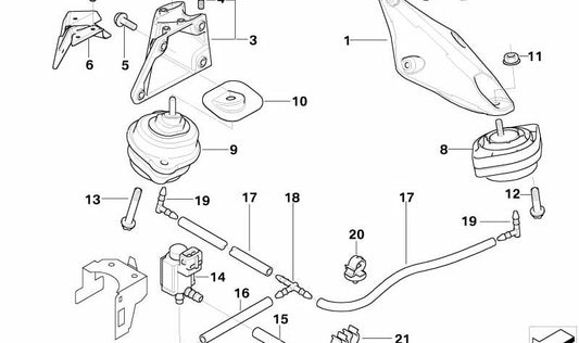 Left engine mount OEM 22116765561 for BMW E46, E83. Original BMW.