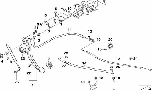 Parkbremshebel für BMW 7 E38 -Serie (OEM 35511165454). Original BMW