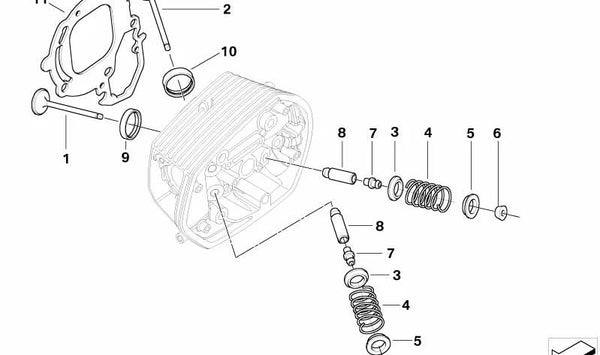 Plato base muelle válvula OEM 11347692060 para BMW Motorrad R 1200 S (RK29). Compatible con modelos fabricados entre 2006 y 2008. Recambio original BMW Motorrad.