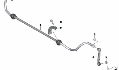 Bieleta estabilizadora trasera derecha OEM 33506785608 para BMW F20, F21, F22, F23, G42, F30, F31, F34, G20, G21, F32, F33, F36, G22, G23, G26, E84, G29, I12, I15. Original BMW.