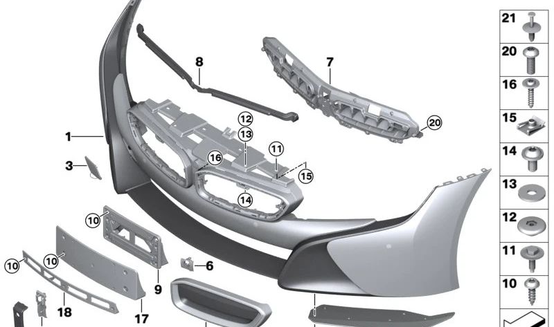 Right front splitter for BMW I12, I15 (OEM 51117947114). Original BMW.