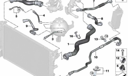 Trovalo di deposito di espansione per BMW G30, G31, G32, G11, G12, G14, G15, G16 (OEM 17128572908). BMW originale