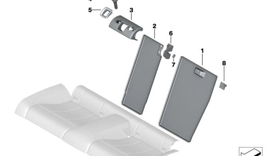 OEM right backup cover 52207499650 for BMW G42, G87, G20, G80, G22, G82. Original BMW.