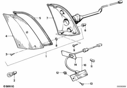 Links intermittierendes Licht für BMW E23 (OEM 63131370551). Original BMW