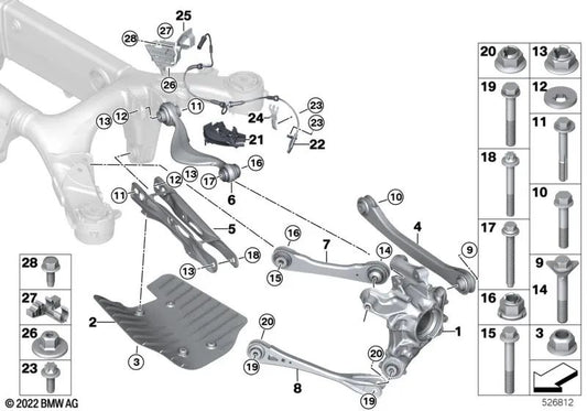 ARME DE COMMANDE AVEC ROUTE DE REFFORME DROIT POUR BMW X5 F95, F95N, X6 F96, F96N, XM G09 (OEM 33308091184). BMW d'origine