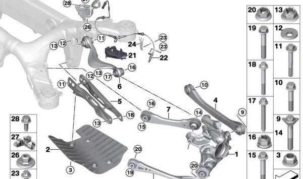 Mangueta trasera derecha OEM 33308091300 para BMW F95, F96. Original BMW.