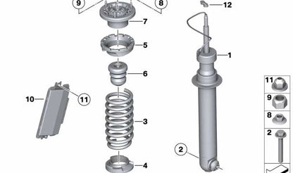 Base de muelle inferior para BMW Serie 5 F10, Serie 6 F06, F06N (OEM 33507847240). Original BMW