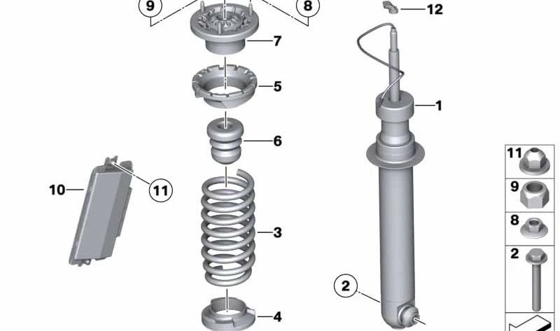 Guía de cable OEM 37122283627 para BMW F10, F06, F12, F13 (modelos M5, M6 con suspensión EDC). Pieza original BMW.