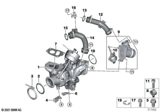 Vacuum valve for BMW G42, G20, G21, G28, G22, G23, G26, G30, G31, G32, G01, G02 (OEM 11659887132). Genuine BMW.