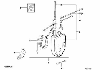 Cable adaptador de antena para BMW Serie 3 E30, E36 Serie 5 E34 Serie 7 E32 Serie 8 E31 (OEM 65121388950). Original BMW