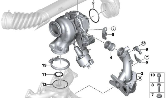 BMW Connection Tube Support Series 1 F70, Série 2 U06, X1 U11, X2 U10, Mini U25 (OEM 11659886251). BMW original