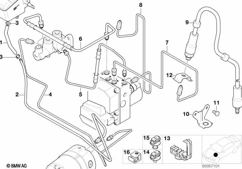 Latiguillo de freno delantero para BMW E52 (OEM 34326751398). Original BMW