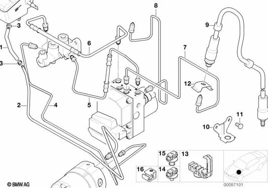 Suporte, mangueira de freio para BMW E52 (OEM 34306774086). BMW original
