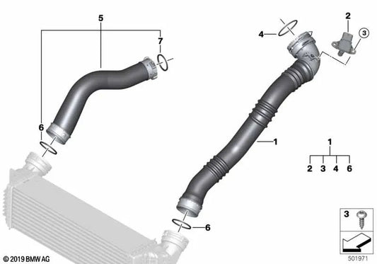 Carregar conduta de ar para BMW X5 F15, X6 F16 (OEM 13718603096). BMW original.