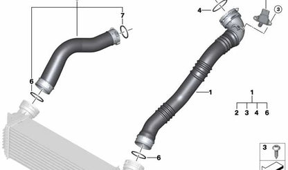 Conduite d'air de charge pour BMW x5 F15, X6 F16 (OEM 13718603096). BMW d'origine.