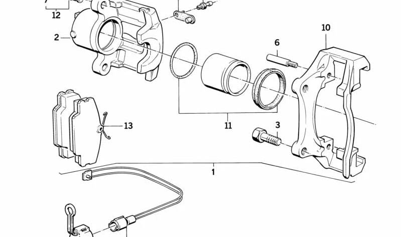 Carcaça da pinça de freio esquerda para BMW E30 (OEM 34111160379). BMW original