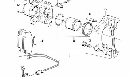 Carcaça da pinça de freio esquerda para BMW E30 (OEM 34111160379). BMW original