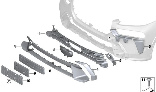 Rechte externe Verzierungen OEM 51115A241C4 für BMW X7 G07 XDRIVE40D, XDRIVE40I, XDRIVEM60I (Models 21EN, 22en, 21EM, 22EM, 31EM, 32EM). Original BMW.
