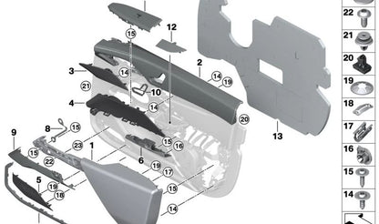 Clip de sujeción OEM 51417464302 para MINI F40, F70, F44, F74, F78, G70, F91, F92, F93, G14, G15, G16, I20, F54. Original MINI. Ideal para fijar paneles interiores como las molduras de puerta.