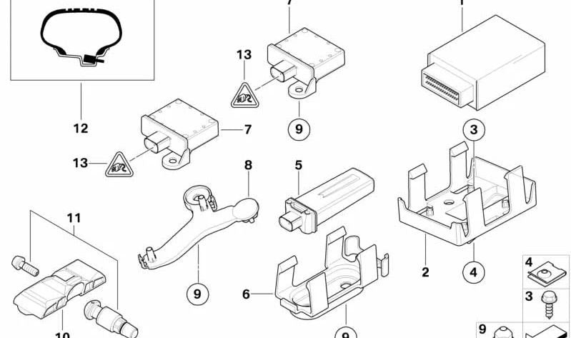 Suporte à direita do sensor OEM 36206774701 para BMW E60, E60N, E61, E61N, E63, E63N, E64, E64N. BMW original.