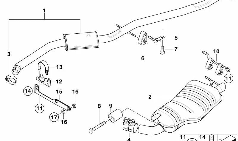 Soporte de escape OEM 18203424017 para BMW E83. Original BMW.