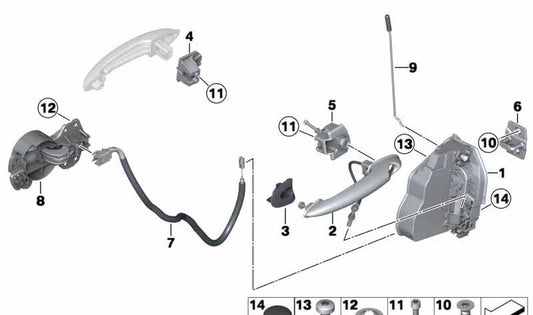 Manija exterior de puerta delantera cromada OEM 51219800558 para MINI Countryman R60, Paceman R61. Original MINI.