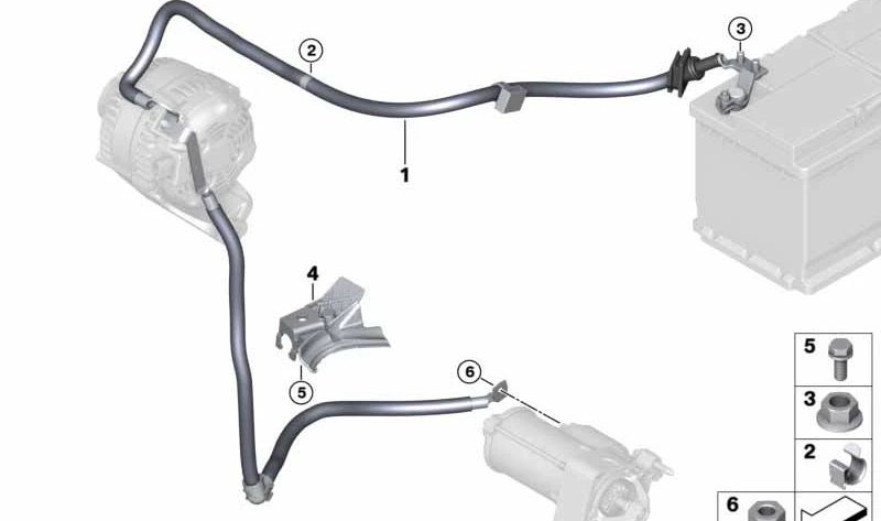 OEM -Generator und Startkabel 12428602988 für BMW F45, F46, F48 und Mini F54, F55, F56, F57, F60. Original BMW und Mini.