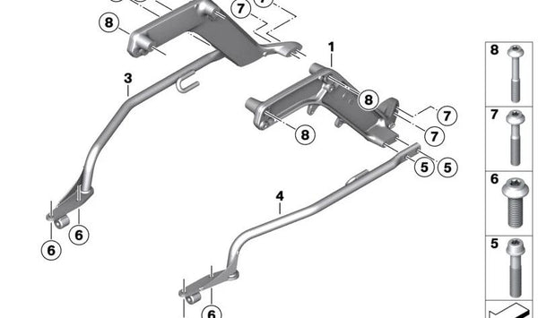 Porta maletas derecho OEM 46519480776 para motos BMW R 18 B, R 18 Transcontinental. Original BMW Motorrad.
