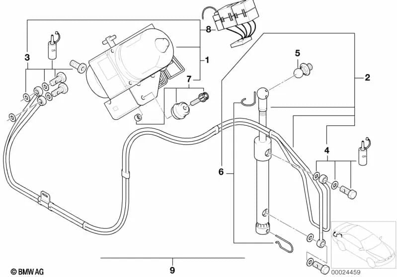 Set von Befestigungsstücken für BMW F01N, F02N, F10, F12, F13, F07, E71, F25, F15, E53, E70 (OEM 54348410310). Original BMW.