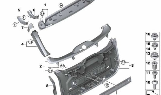 Rear Tailgate Inner Trim Left for BMW 3 Series G21, G21N, G81, G81N (OEM 51497946707). Original BMW