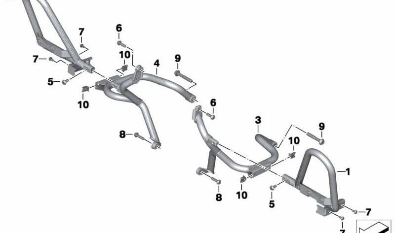 Soporte izquierdo de arco protector del motor OEM 11848548599 para motos BMW R 1250 RT (K52) y R 1200 RT (K52). Original BMW Motorrad.
