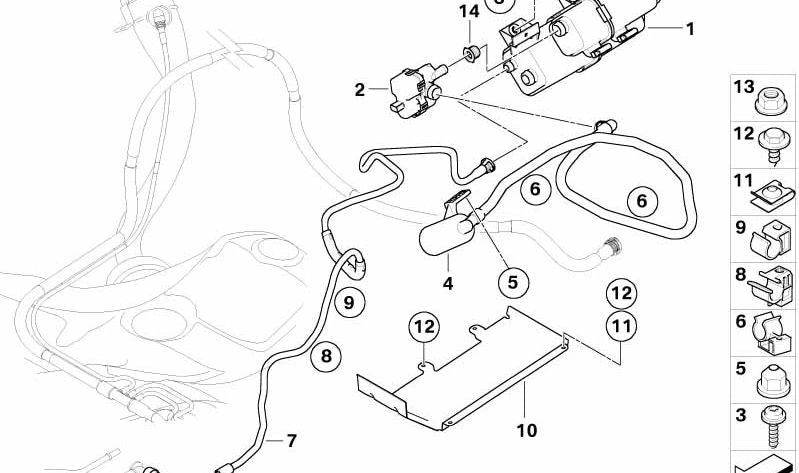 Tubería de ventilación del filtro de polvo OEM 16136762595 para BMW E63, E64. Original BMW.