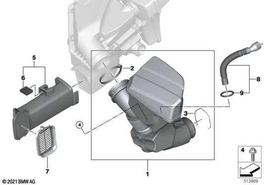 Saubere Luftrohr für BMW G42, G20, G21, G28, G22, G23, G26 (OEM 13718580432). Original BMW