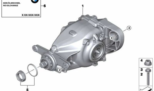 Grupo diferencial trasero OEM 33107636992 para BMW X5 F15 (xDrive30d, xDrive35i, xDrive40e) y BMW X6 F16 (xDrive30d, xDrive35i). Original BMW.