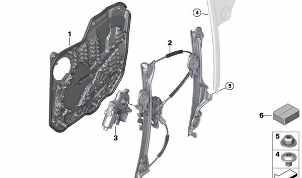 Elevalunas trasero derecho sin motor OEM 51358497038 para BMW F93, G16. Original BMW.