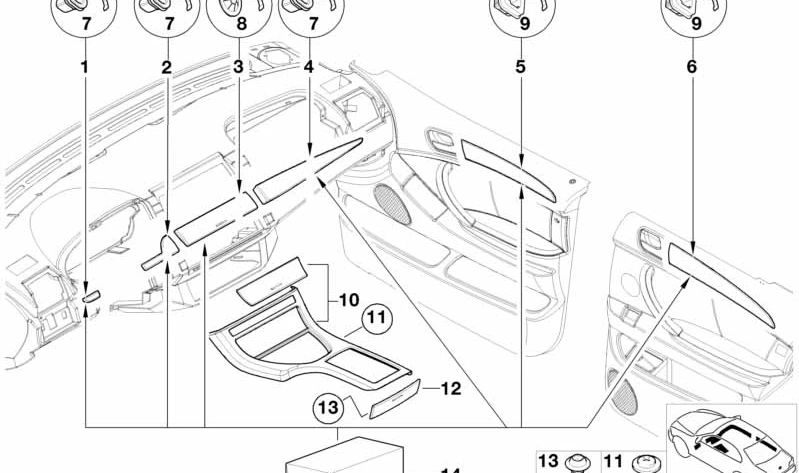 INTERIOR DOOR EMBELLEDER LEFT PAPPEL OEM 51418261741 FOR BMW X5 E53 (Models 3.0D, 3.0I) 2001-2006. Dark wood finish. Original BMW.