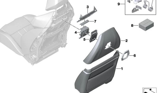 Respaldo superior asiento confort OEM 52105A43967 para BMW XM (G09) modelos XM 50e, XM Label. Original BMW.
