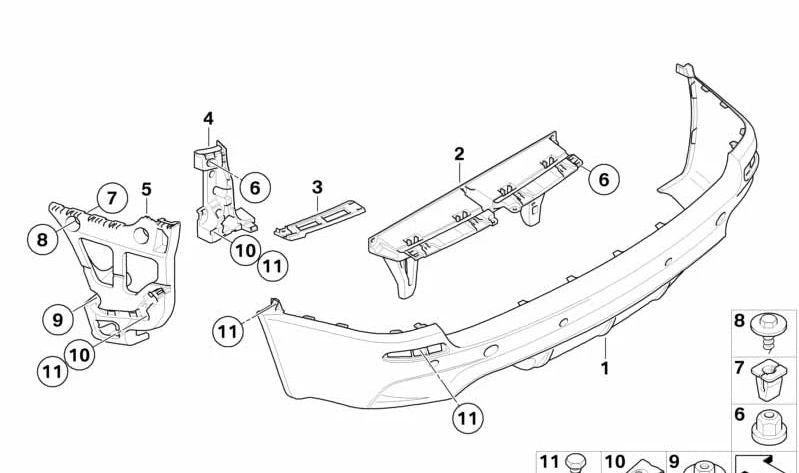 OM 51127242321 rear bumper for BMW E70. Original BMW.